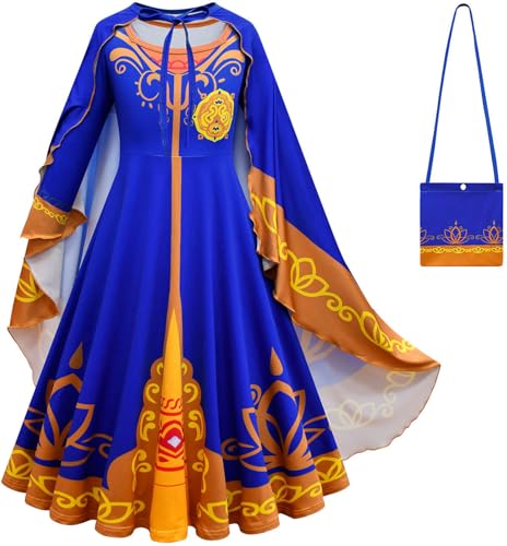 Windskids Mira Kostüm Mädchen Cosplay Royal Detektiv Mira Langarm Prinzessin Kleid mit Umhang Tasche Anzug für Halloween Weihnachten Karneval Party Geburtstag Maskerade Performance Verkleidung von Windskids