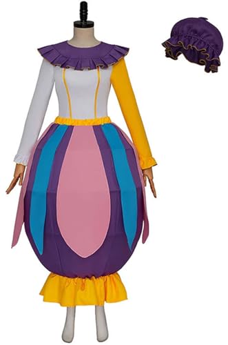 Windskids Mrs Potts Kostüm Damen Cosplay Die Schöne und das Biest Teekanne Frau Mrs Potts Outfit Top Rock Kragen Hut Set für Fancy Dress Up Halloween Karneval Party Maskerade Performance Verkleidung von Windskids