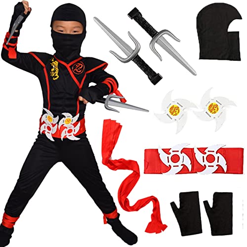 Windskids Ninja Kostüm Anzug Kinder Cosplay Mit Muskelanzug Samurai Zubehör Halloween Karneval Party Verkleidung Costume Für Jungen Mädchen Geschenke Alter 4-12 Jahre Rot Schwarz Windskids Ninja Kostüm Anzug Kinder Cosplay Mit Muskelanzug Samurai Zubehör Halloween Karneval Party Verkleidung Costume Für Jungen Mädchen Geschenke Alter 4-12 Jahre Rot Schwarz von Windskids