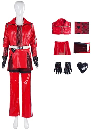 Windskids Red Kostüm Damen Cosplay Rise of Red Tochter der Herzkönigin Red Deluxe Komplett Uniform mit Handschuhe für Halloween Karneval Geburtstag Party Maskerade Performance Verkleidung, Rot von Windskids