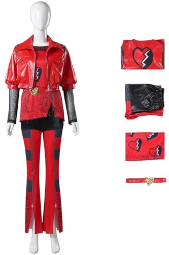 Windskids Red Kostüm Damen Cosplay Rise of Red Tochter der Herzkönigin Red Komplett Uniform Jacke und Top Hose Gürtel für Halloween Karneval Geburtstag Party Maskerade Performance Verkleidung, Rot von Windskids