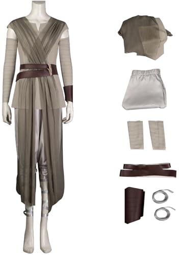 Windskids Rey Kostüm Damen Fasching Cosplay Planet Krieg 7 Jedi Knight Rey Skywalker Deluxe Komplett Uniform für Halloween Karneval Party Geburtstag Maskerade Performance Verkleidung von Windskids