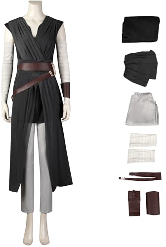 Windskids Rey Kostüm Damen Fasching Cosplay Planet Krieg 9 Jedi Knight Rey Skywalker Deluxe Komplett Uniform für Halloween Karneval Party Geburtstag Maskerade Performance Verkleidung von Windskids