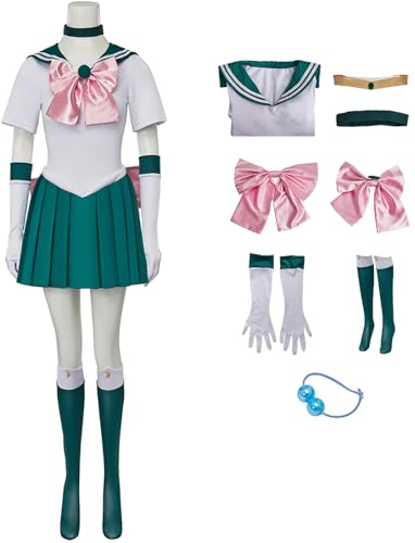 Windskids Sailor Jupiter Kostüm Damen Cosplay Anime Sailor Jupiter Kino Makoto Kampf Uniform mit Zubehör für Halloween Karneval Geburtstag Party Maskerade Performance Verkleidung, Grün Windskids Sailor Jupiter Kostüm Damen Cosplay Anime Sailor Jupiter Kino Makoto Kampf Uniform mit Zubehör für Halloween Karneval Geburtstag Party Maskerade Performance Verkleidung, Grün von Windskids