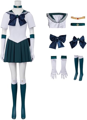 Windskids Sailor Neptune Kostüm Damen Cosplay Anime Sailor Neptune KaiOu Michiru Kampf Uniform mit Zubehör für Halloween Karneval Party Maskerade Performance Verkleidung, Dunkelgrün Windskids Sailor Neptune Kostüm Damen Cosplay Anime Sailor Neptune KaiOu Michiru Kampf Uniform mit Zubehör für Halloween Karneval Party Maskerade Performance Verkleidung, Dunkelgrün von Windskids
