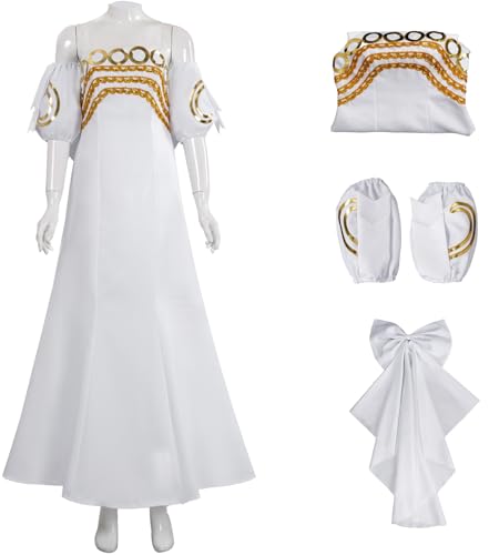 Windskids Serenity Kostüm Damen Verkleidung Anime Sailor Moon Mond Prinzessin Serenity Maxi Abendkleid Ärmel Schleife Set für Halloween Weihnachten Karneval Party Maskerade Performance Costume, Weiß von Windskids