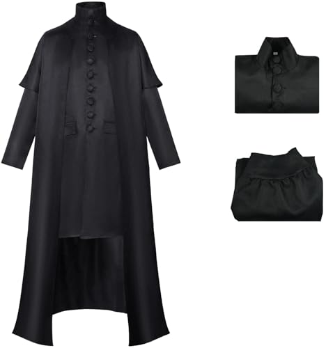 Windskids Snape Kostüm Herren Cosplay Zauberschule Wizard Severus Snape Uniform Tunika und Futter für Halloween Karneval Geburtstag Party Maskerade Performance Verkleidung von Windskids