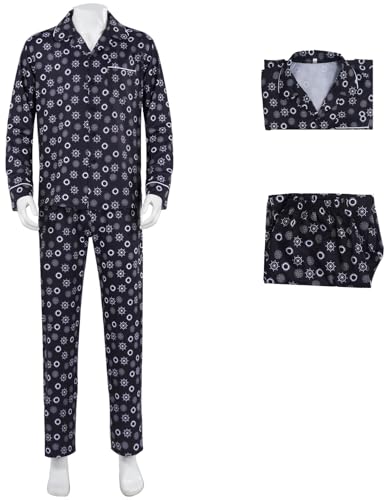 Windskids Stanley Kostüm Herren Cosplay Film Maskenmann Stanley Loungewear Pyjamas Top und Hose Anzug 2 Stück für Halloween Karneval Pyjamaparty Maskerade Performance Verkleidung von Windskids