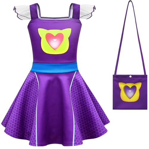 Windskids Super Cat Kostüm mit Taschen Mädchen Fasching Cosplay Cute Katze Ballerina Prinzessin Kleid für Kinder Halloween Weihnachten Karneval Party Geburtstag Maskerade Performance Verkleidung von Windskids