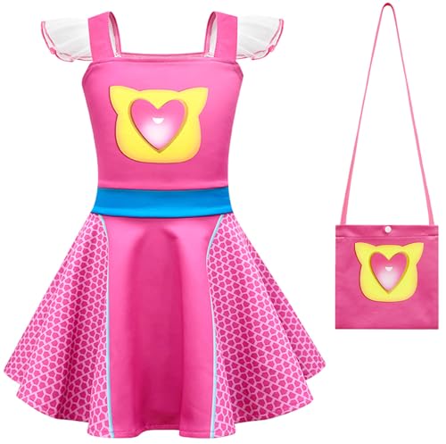 Windskids Super Cat Kostüm mit Taschen Mädchen Fasching Cosplay Cute Katze Ballerina Prinzessin Kleid für Kinder Halloween Weihnachten Karneval Party Geburtstag Maskerade Performance Verkleidung von Windskids