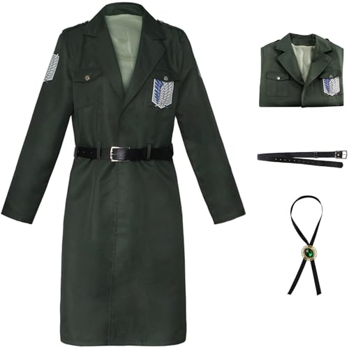 Windskids Survey Corps Cosplay Kostüm Erwachsene Anime AOT Eren Jäger Uniform Jacke Fliege Gürtel und Top Hose Set für Halloween Karneval Party Maskerade Theater Performance Verkleidung, Armeegrün Windskids Survey Corps Cosplay Kostüm Erwachsene Anime AOT Eren Jäger Uniform Jacke Fliege Gürtel und Top Hose Set für Halloween Karneval Party Maskerade Theater Performance Verkleidung, Armeegrün von Windskids