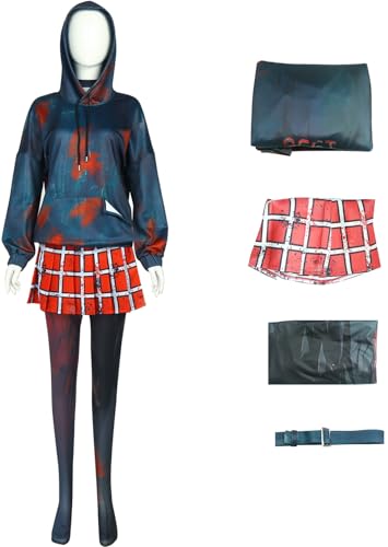 Windskids Susie Kostüm Damen Cosplay Game Legion Schlachter Susie Hoodie und Rock Socken Halsband Anzug 4 PCS für Halloween Karneval Party Geburtstag Maskerade Performance Verkleidung von Windskids