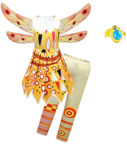 Windskids Yuko Kostüm Mädchen Cosplay Mia Yuko Gelb Elf Prinzessin Kleid mit Flügeln und Hose Armbänder Anzug für Halloween Weihnachten Karneval Party Geburtstag Maskerade Performance Verkleidung Windskids Yuko Kostüm Mädchen Cosplay Mia Yuko Gelb Elf Prinzessin Kleid mit Flügeln und Hose Armbänder Anzug für Halloween Weihnachten Karneval Party Geburtstag Maskerade Performance Verkleidung von Windskids