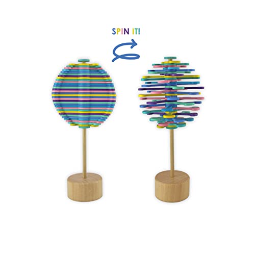 Winkee - Drehender Lollipop | Antistress-Baum | Beschäftigungs-Spielzeug | Spin The Rainbow Stress Relief Toy | Spinning Lollypop | Dekompression Spielzeug aus Holz | Geschenk zu Weihnachten, Ostern von Winkee