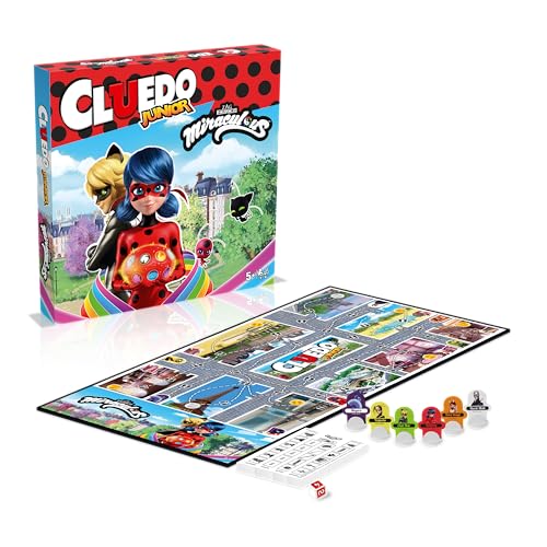 Winning Moves - CLUEDO Junior Miraculous – Gesellschaftsspiel – Brettspiel – 2 bis 6 Spieler Französische Version von Winning Moves