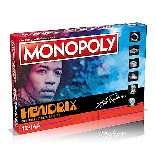 Jimi Hendrix Monopoly Brettspiel, Advance to Band of Gypsys, elektrisches Ladyland und Axis Bold as Liebe, erweitern Sie Ihr Imperium und tauschen Sie Ihren Weg zum Sieg, Geschenk für Spieler ab 8 von Monopoly