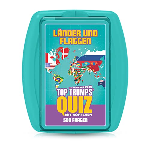 Winning Moves Top Trumps Quiz Länder und Flaggen - Geografie Quizspiel für 2+ Spieler ab 8 Jahren mit 500 Fragen in praktischer Box von Winning Moves