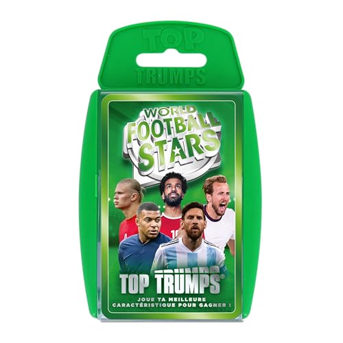 WINNING MOVES - TOP Trumps World Football Stars – Gesellschaftsspiel – Kartenspiel – Schlachtspiel – Reiseformat – französische Version von Winning Moves