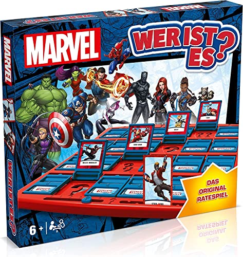 Winning Moves - Wer ist es? - Marvel - Marvel Fanartikel - Alter 6+ - Deutsch, inkl. Spielbrett, Spielsteine, Karten, Grün,zwart von Winning Moves