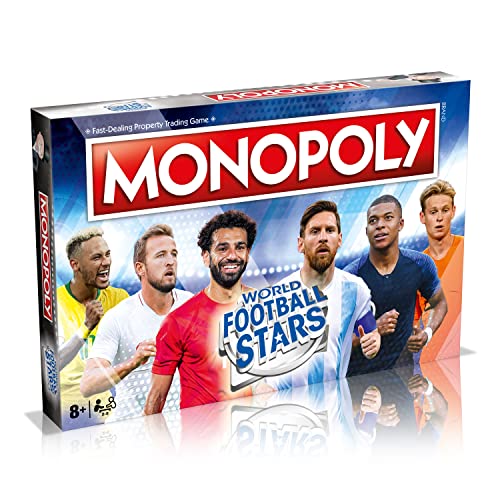 Winning Moves Football Stars Monopoly-Brettspiel, Spielen mit Cristiano Ronaldo, Lionel Messi, Neymar, Harry Kane und Salah, perfekt für die WM, Geschenk und Spielzeug für Jungen und Mädchen ab 8 von Winning Moves