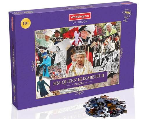 Winning Moves HM Queen Elizabeth Montage 1000 Teile Puzzle, Teile deine eigene Scheibe der britischen Geschichte zusammen, die Momente aus dem Leben von HM Queen Elizabeth II einfängt, Geschenk für Kinder ab 10 Jahren von Winning Moves