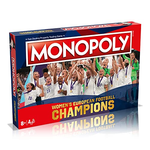 Winning Moves Monopoly-Brettspiel für Frauen, Europameisterin, Reise nach Wembley, Erwerb von Beth Mead und Lucy Bronze, Brüllen Sie Ihren Weg zum Sieg, Geschenk für Kinder ab 8 Jahren, Blau von Winning Moves