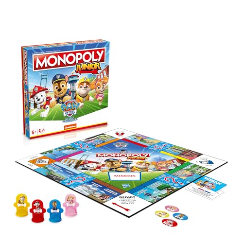 Winning Moves - MONOPOLY JUNIOR LA PAT'PATROUILLE - Gesellschaftsspiel ab 5 Jahren - Brettspiel - Französische Version von Winning Moves