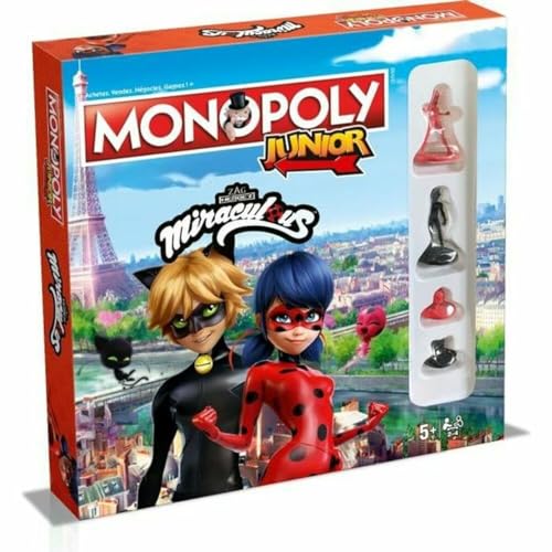 WINNING MOVES - Monopoly Junior Miraculous – Gesellschaftsspiel – Brettspiel – zugänglich ab 5 Jahren – französische Version von Winning Moves