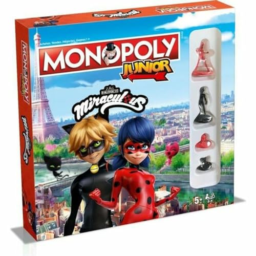 Winning Moves Monopoly Junior Miraculous auf Französisch – Brettspiel 5+ – Gesellschaftsspiel für 2 bis 6 Spieler – Gesellschaftsspiele für Familie auf Französisch von Winning Moves