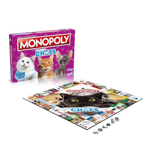 Winning Moves - Monopoly Katzen – Gesellschaftsspiel – Brettspiel – ab 8 Jahren – 2 bis 6 Spieler – französische Version von Winning Moves