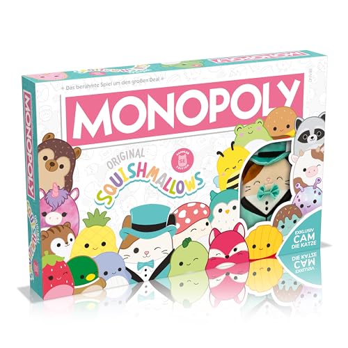 Winning Moves - Monopoly - Squishmallows - exklusiv mit Cam die Katze Plüschtier - Alter 8+ - Deutsch von Winning Moves