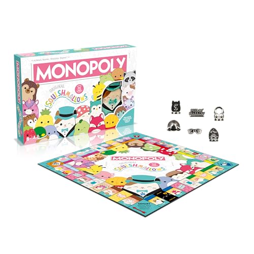 Winning Moves - Monopoly SQUISHMALLOWS – 1 Exklusives Plüschtier – Gesellschaftsspiel – Brettspiel – französische Version von Winning Moves