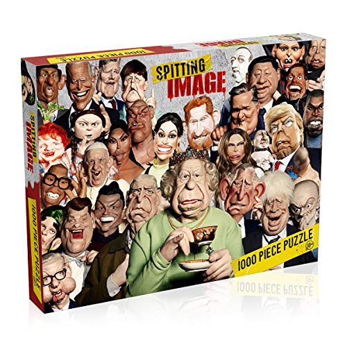 Winning Moves Spitting Image Puzzle-Spiel, 1000 Teile, eine Montage von Puppen wie Ed Sheeran, Billie Eilish und Ihre Majestät, Geschenk für Kinder ab 10 Jahren von Winning Moves