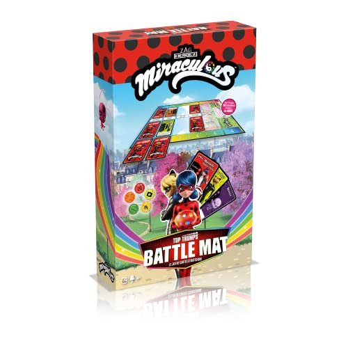 Winning Moves - Top Trumps Battle Mat Miraculous – Ladybug – Gesellschaftsspiel – Brettspiel – französische Version von Winning Moves