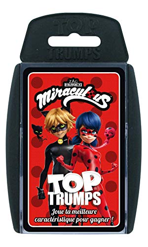 Winning Moves Top Trumps Miraculous – Kartenspiele – Gesellschaftsspiel – Schlachtspiel – Reisespiel – für 2 bis 6 Spieler – ab 6 Jahren – französische Version von Winning Moves