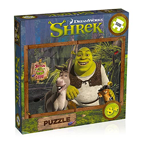 Winning Moves WM01386-ML1-6 Shrek, Esel, gestiefelter Kater Puzzle-Spiel, 500 Teile, Mehrfarbig von Winning Moves