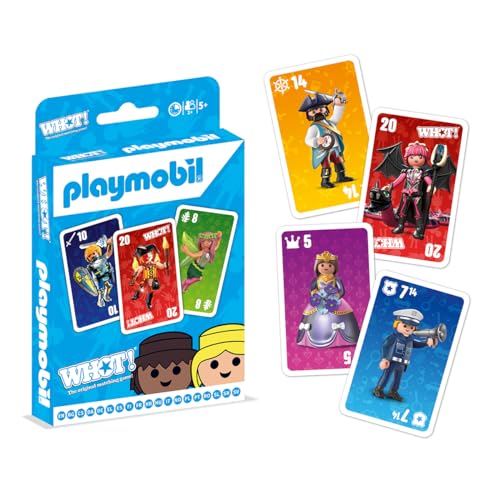 Winning Moves WHOT Playmobil, Kartenspiel, Farbe zu Nummer, Kartenpass, tolle Lizenz für Kinder von Winning Moves