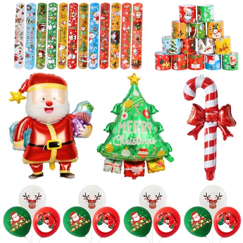 Weihnachten Slap Armbänder Ballon Dekoration Kit 5 Pcs Weihnachtsdeko für Kinder Weihnachtsmann Zuckerstangen Luftballon Dekoration für Weihnachten Party Weihnachtsfeier von Winric