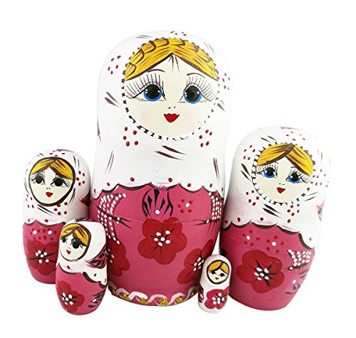 Matrjoschka-Puppen im rustikalen Stil, rote, rosafarbene Matroschka-Puppen, Holz-Stapelspielzeug, handgefertigtes Geschenk, Holzpuppen, Kindergeschenk, Kinderzimmer-Dekoration, 5 Stück Matrjoschka-Puppen im rustikalen Stil, rote, rosafarbene Matroschka-Puppen, Holz-Stapelspielzeug, handgefertigtes Geschenk, Holzpuppen, Kindergeschenk, Kinderzimmer-Dekoration, 5 Stück von Winterworm
