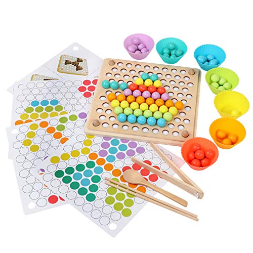 Winthai Kinderspielzeug aus Holz, Montessori-Brett für Kinder, Puzzles Jahre, Montessori, pädagogisches Spielzeug, Früherziehung, Stäbe, Perlenpuzzle von Winthai