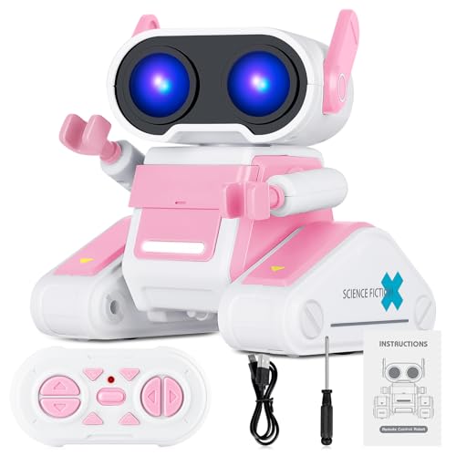 Winthai Roboter für Kinder,Wiederaufladbar ferngesteuerte Roboter mit LED-Augen,Tanzbewegungen und Musikspielzeug Kinder im Alter von 3 4 5 6 7 8 Jahren,Jungen und Mädchen,Geburtstags,Rosa von Winthai