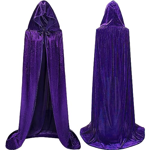 Winwild Halloween Umhang Kinder 140CM Lila Umhang mit Kapuze Samt Cape Vampir Kostüm Mädchen Junge für Karneval Halloween Cosplay Kostüm(M,Lila) von Winwild