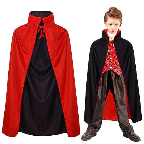 Winwild Vampir Umhang Kinder Halloween Kostüm Vampir Umhang mit Kragen Halloween Cape Vampir Kostüm Kinder für Karneval Cosplay(120cm) von Winwild