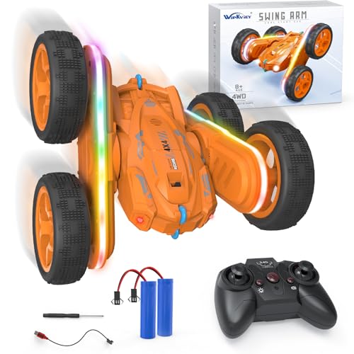 Wipkviey TY-901 RC Ferngesteuertes Auto, Stunt-Auto mit Universalrädern, doppelseitige 360° drehbare Fernbedienung mit Musik und Scheinwerfern, Allradantrieb, Outdoor-Spielzeug für Kinder, 38-Mins von Wipkviey