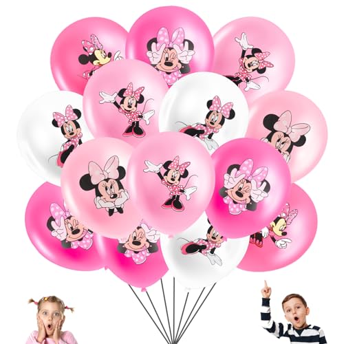 30 Stück Minnie Luftballon Geburtstag Deko Themed Kindergeburtstag Deko, Minnie Luftballon Party Deko Geburtstag, Latexballon Bedruckte Set, Kindergeburtstag Party Supplies für Jungen Mädchen von Wirhaut