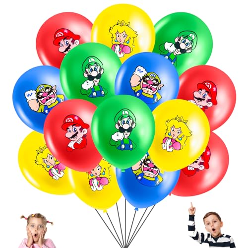 30PCS Geburtstagsdeko Luftballons Mario Luftballon Geburtstag Deko Themed Kindergeburtstag Deko, Super Bros Luftballon Party Deko Geburtstag von Wirhaut