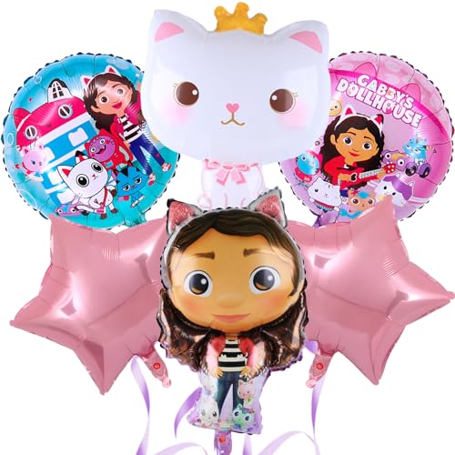 Geburtstagsdeko Luftballons Cartoon Gabby's Luftballons Geburtstag Dekoration Set 6 Stück Kinder Luftballon Geburtstag Kit, Mädchen Junge Geburtstag Partyzubehör von Wirhaut