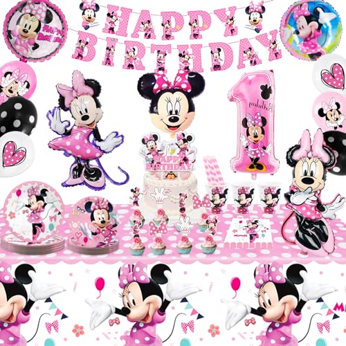 Partygeschirr 109 Stück Minnie Geburtstagsdeko Mädchen Junge Deko 1 Jahre, Thema Kindergeburtstag Luftballons Decoration Minni Partygeschirr Deko Set mit Luftballons Banner Teller Tortendeko Partygeschirr 109 Stück Minnie Geburtstagsdeko Mädchen Junge Deko 1 Jahre, Thema Kindergeburtstag Luftballons Decoration Minni Partygeschirr Deko Set mit Luftballons Banner Teller Tortendeko von Wirhaut