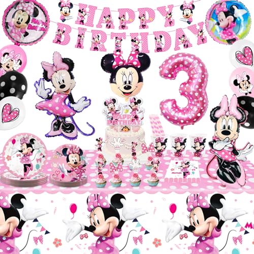 Partygeschirr 109 Stück Minnie Geburtstagsdeko Mädchen Junge Deko 3 Jahre, Thema Kindergeburtstag Luftballons Decoration Minni Partygeschirr Deko Set mit Luftballons Banner Teller Tortendeko Partygeschirr 109 Stück Minnie Geburtstagsdeko Mädchen Junge Deko 3 Jahre, Thema Kindergeburtstag Luftballons Decoration Minni Partygeschirr Deko Set mit Luftballons Banner Teller Tortendeko von Wirhaut