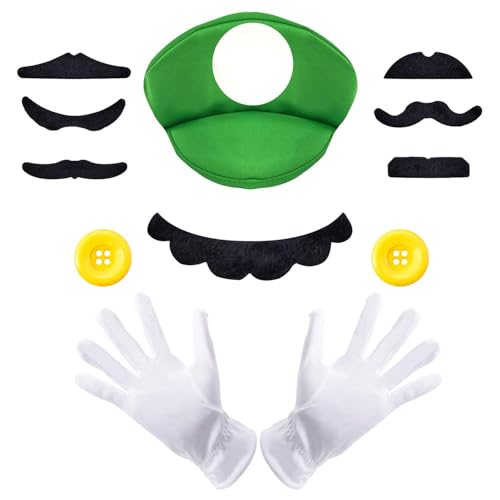 Wirhaut Hüte, Mütze, Kostüm Accessories mit Kappen Schnurrbärte Handschuhe Knöpfe, Halloween Karneval Cosplay Thema Party Kostüm für Kinder Erwachsene von Wirhaut